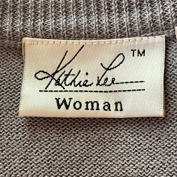 Kathie Lee Ramie Wool Blend Gray Floral Print Cardigan Button Front Size 26/28W - Picture 5 of 7